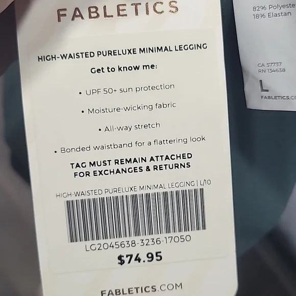 NWT Fabletics High-Waisted PureLuxe Minimal Legging NWT - Picture 4 of 5